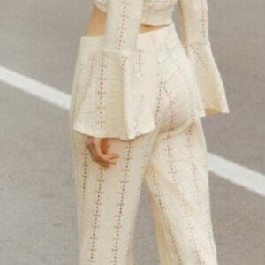 H&M Cream Eyelet Flare Pants